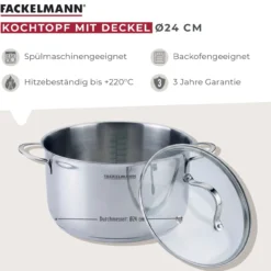 Kochtopf mit Deckel Lara, Ø24cm, Edelstahl