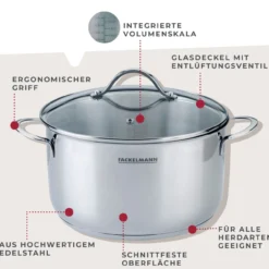 Kochtopf mit Deckel Lara, Ø24cm, Edelstahl