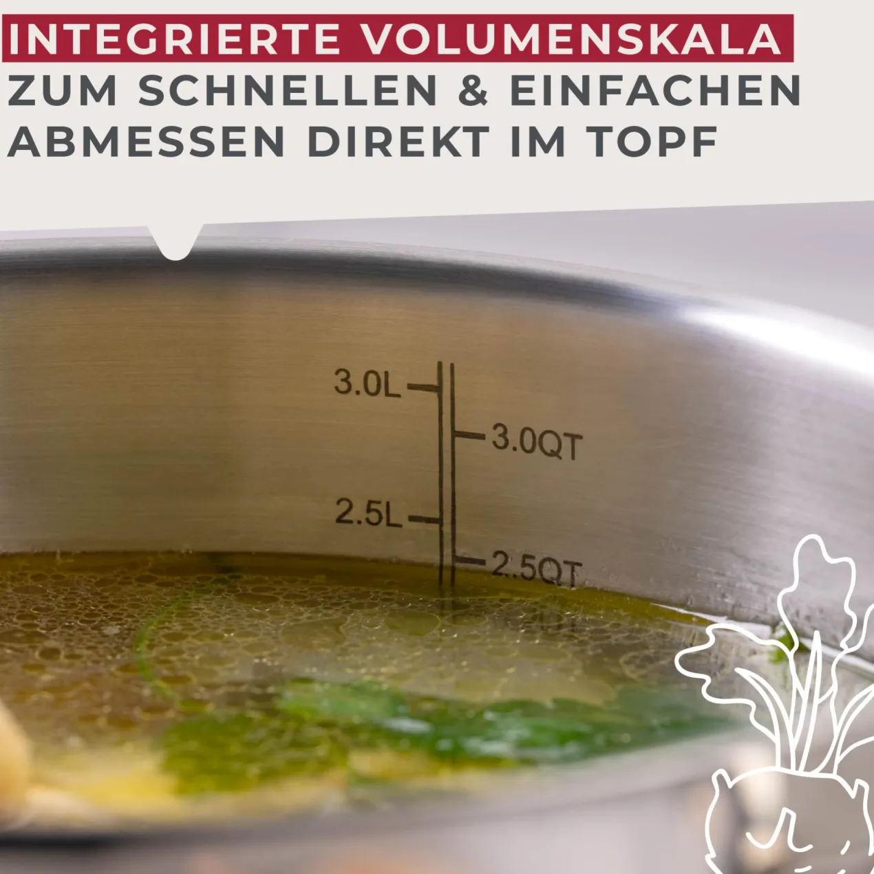 Kochtopf mit Deckel Lara, Ø20cm, 3L, Edelstahl