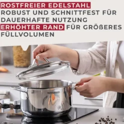 Kochtopf mit Deckel Lara, Ø20cm, 3L, Edelstahl