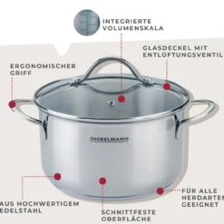 Kochtopf mit Deckel Lara, Ø20cm, 3L, Edelstahl
