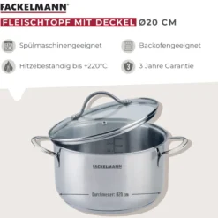Kochtopf mit Deckel Lara, Ø20cm, 3L, Edelstahl