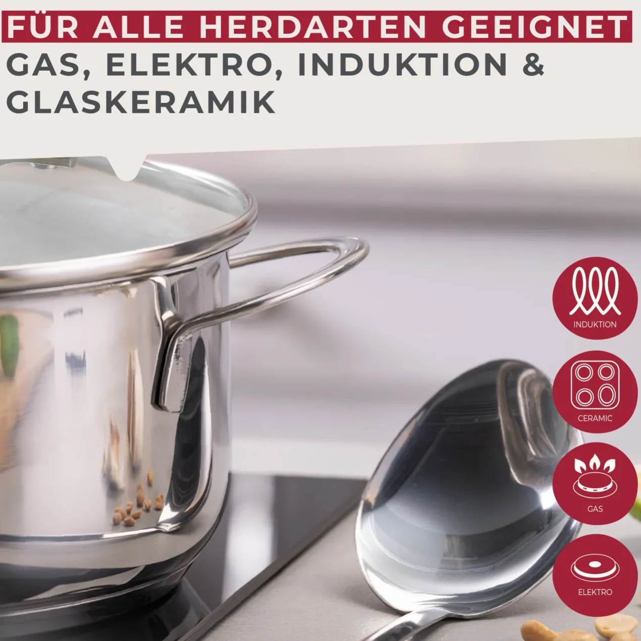 Kochtopf mit Deckel Lara, Ø20cm, 2,5L, Edelstahl