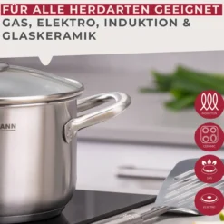 Kochtopf mit Deckel Ovalgriff, Ø20cm, 3L, Edelstahl