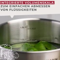 Kochtopf mit Deckel Ovalgriff, Ø16cm, Edelstahl