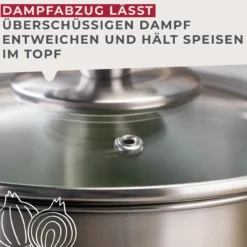 Kochtopf mit Deckel Ovalgriff, Ø16cm, Edelstahl