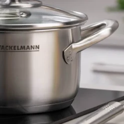 Kochtopf mit Deckel Ovalgriff, Ø16cm, Edelstahl