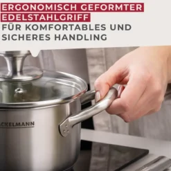 Kochtopf mit Deckel Ovalgriff, Ø16cm, Edelstahl
