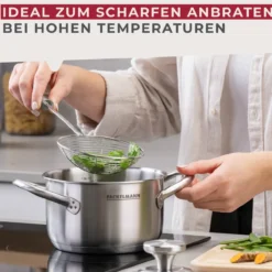 Kochtopf mit Deckel Ovalgriff, Ø16cm, Edelstahl