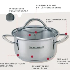 Kochtopf mit Glasdeckel Lara, Ø14cm