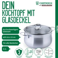 Kochtopf mit Glasdeckel Leipzig, Ø24cm