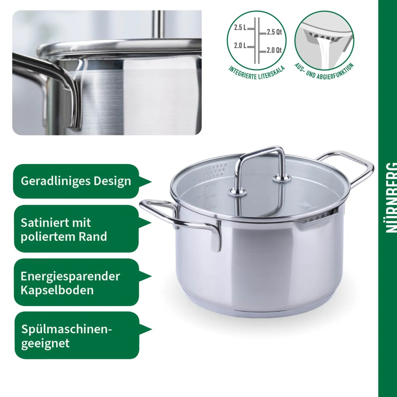 Kochtopf mit Glasdeckel Nürnberg, Ø20cm