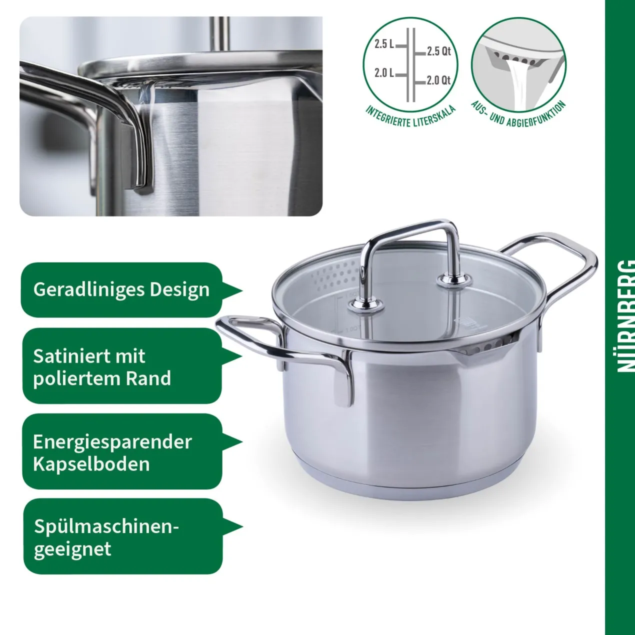 Kochtopf mit Glasdeckel Nürnberg, Ø16cm