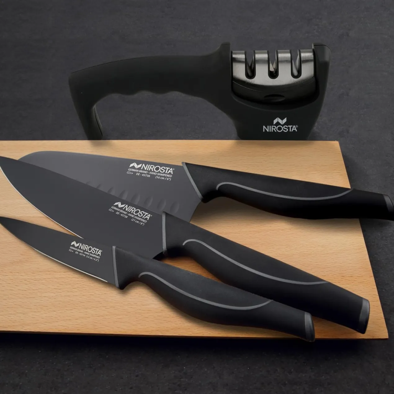 Messer-Set "Wave inkl. Messerschärfer", 4-teilig