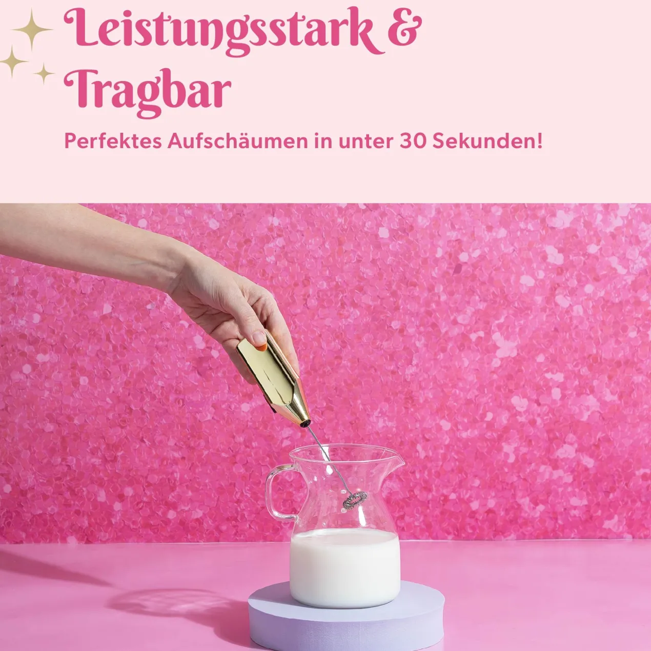 Milchaufschäumer Gold mit Batterie