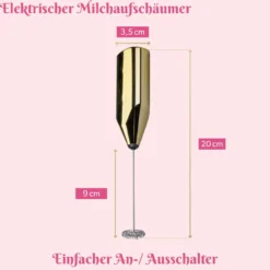 Milchaufschäumer Gold mit Batterie