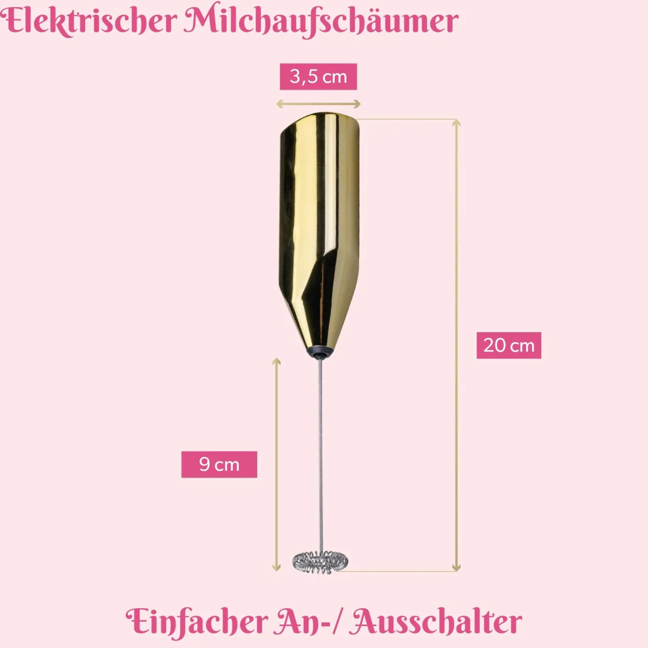 Milchaufschäumer Gold mit Batterie