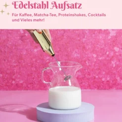Milchaufschäumer Gold mit Batterie