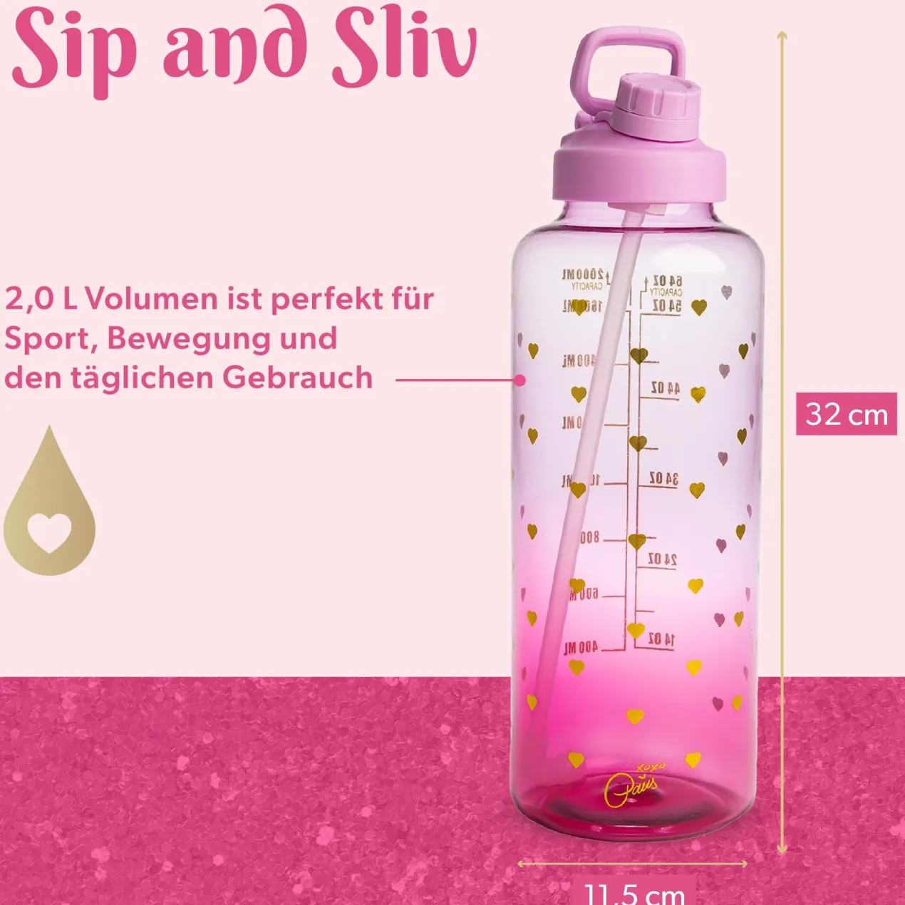 Motivations-Trinkflasche Lila, 2L