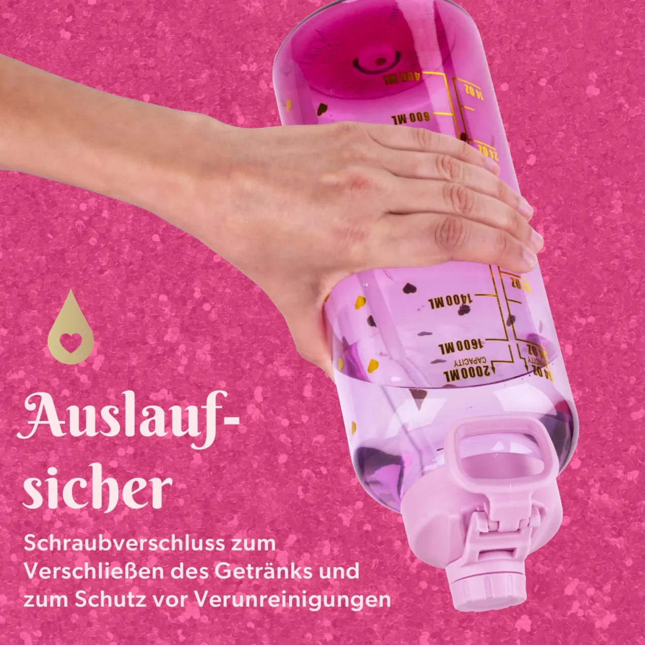 Motivations-Trinkflasche Lila, 2L