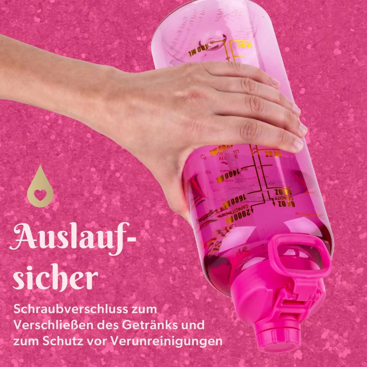Motivations-Trinkflasche Pink, 2L