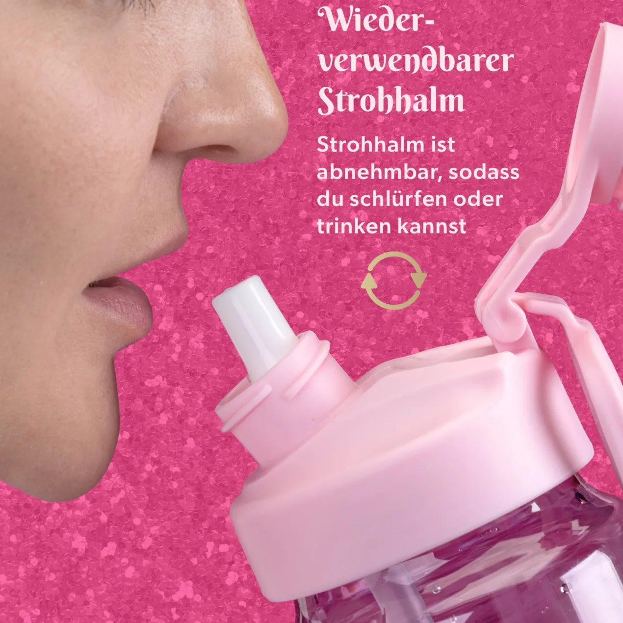 Motivations-Trinkflasche, rosa, 900ml