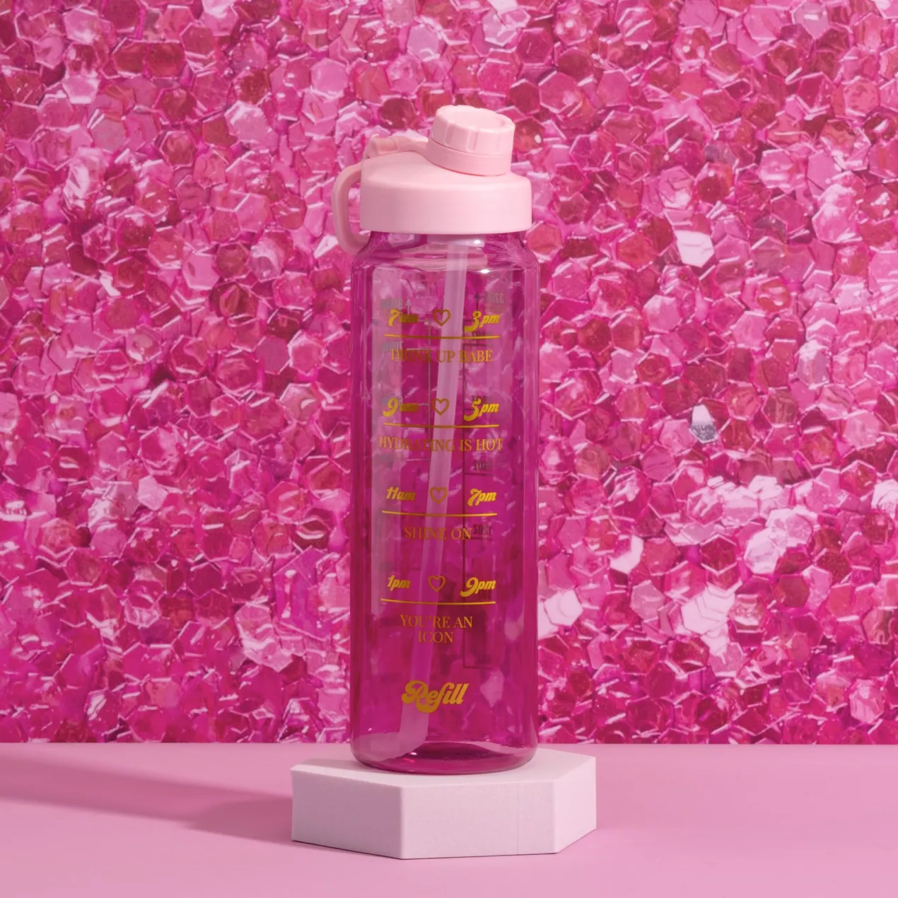 Motivations-Trinkflasche, rosa, 900ml
