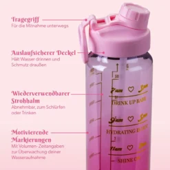 Motivations-Trinkflasche, rosa, 900ml