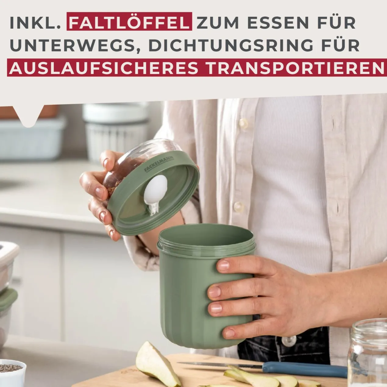 Müsli to go Becher inkl. Löffel, Be The Move, 500ml, grün