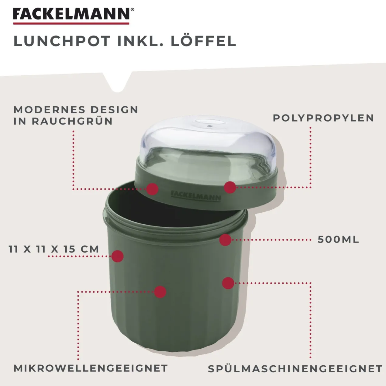 Müsli to go Becher inkl. Löffel, Be The Move, 500ml, grün