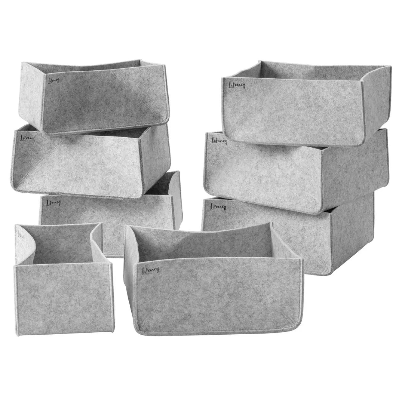 Organize your closet Schubladenorganizer, 8er Set, Filz, grau