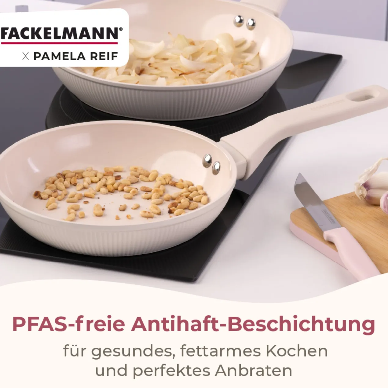 Pamela Reif Bratpfannen-Set, Keramik, Soft-Touch-Griff, 3-tlg.