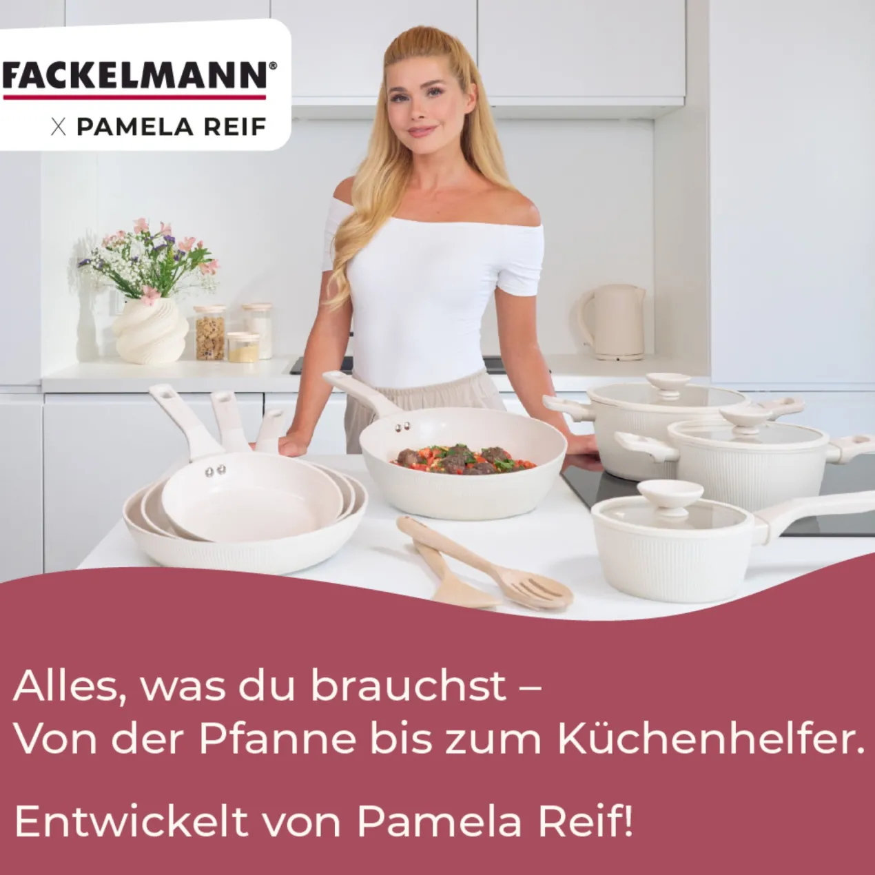 Pamela Reif Bratpfannen-Set, Keramik, Soft-Touch-Griff, 3-tlg.