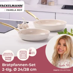 Pamela Reif Bratpfannen-Set Signature, Keramik, Gold-Griff, Ø24+28cm – 20% Rabatt mit Code: COOK20