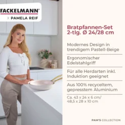 Pamela Reif Bratpfannen-Set Signature, Keramik, Gold-Griff, Ø24+28cm – 20% Rabatt mit Code: COOK20