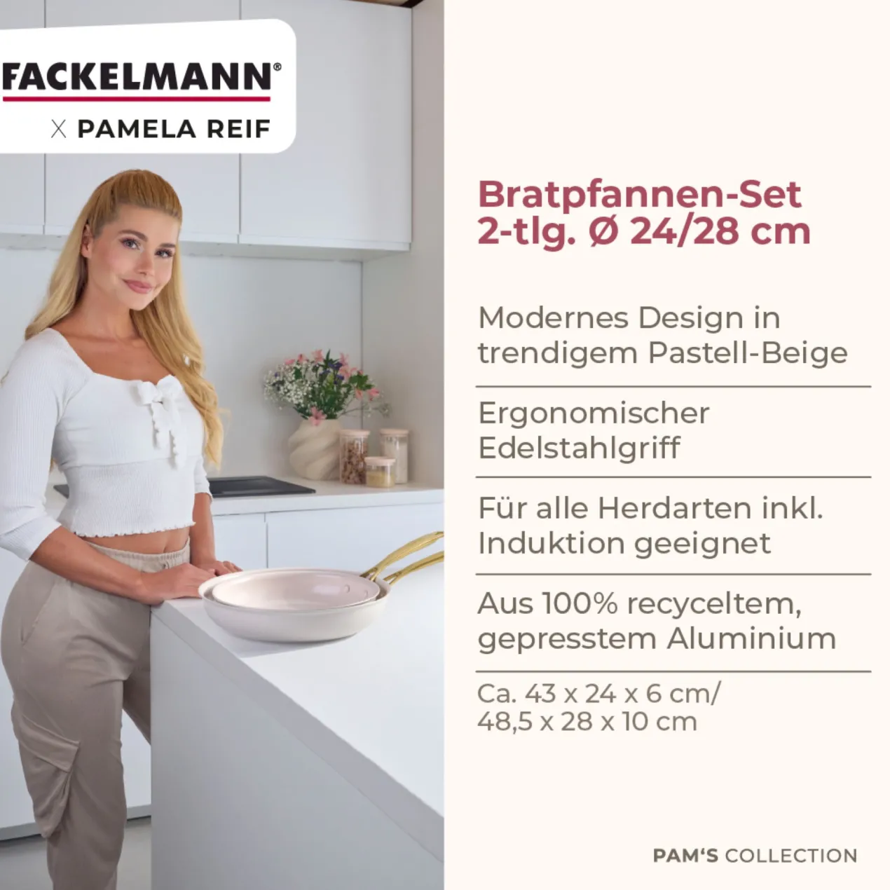 Pamela Reif Bratpfannen-Set Signature, Keramik, Gold-Griff, Ø24+28cm – 20% Rabatt mit Code: COOK20