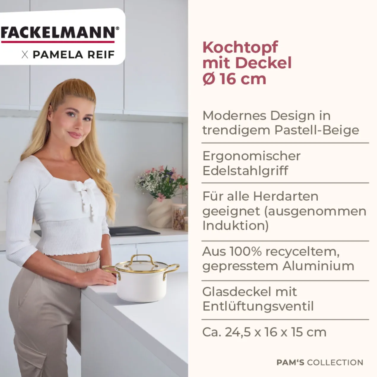 Pamela Reif Kochtopf mit Deckel Signature, Ø16cm – 20% Rabatt mit Code: COOK20