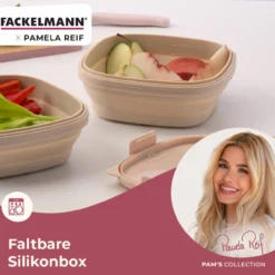 Pamela Reif Snack Box faltbar, eckig, 17x17x7cm, beige