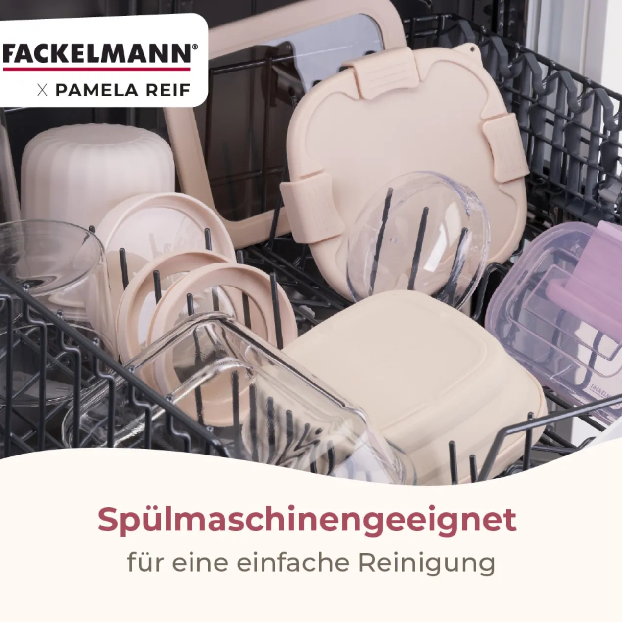 Pamela Reif Snack Box faltbar, eckig, 17x17x7cm, beige