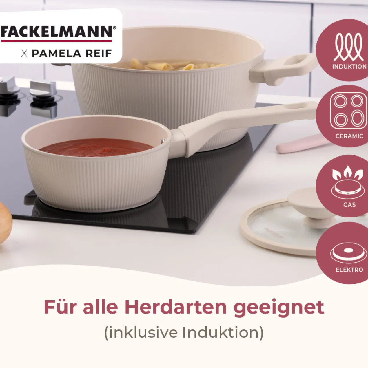 Pamela Reif Stielkasserolle mit Deckel Shell, Ø16cm