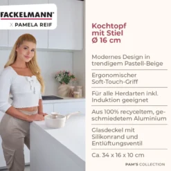 Pamela Reif Stielkasserolle mit Deckel Shell, Ø16cm
