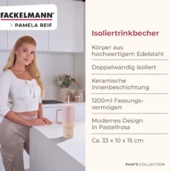 Pamela Reif Thermotrinkbecher Rosa/Beige, 1,2L
