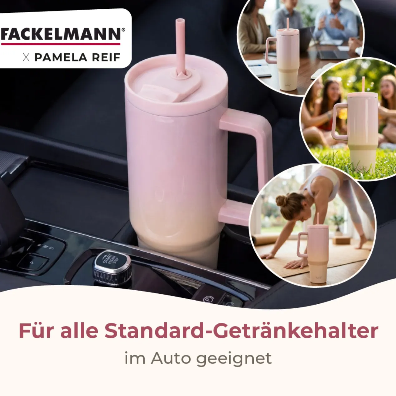 Pamela Reif Thermotrinkbecher Rosa/Beige, 1,2L