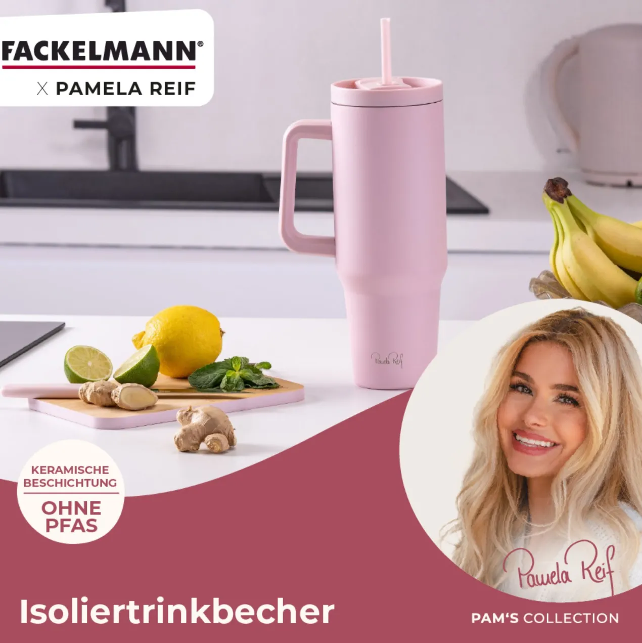 Pamela Reif Thermotrinkbecher Rosa, 1,2L