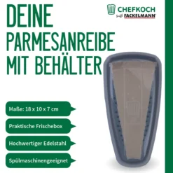Parmesanreibe mit Behälter, 3-teilig