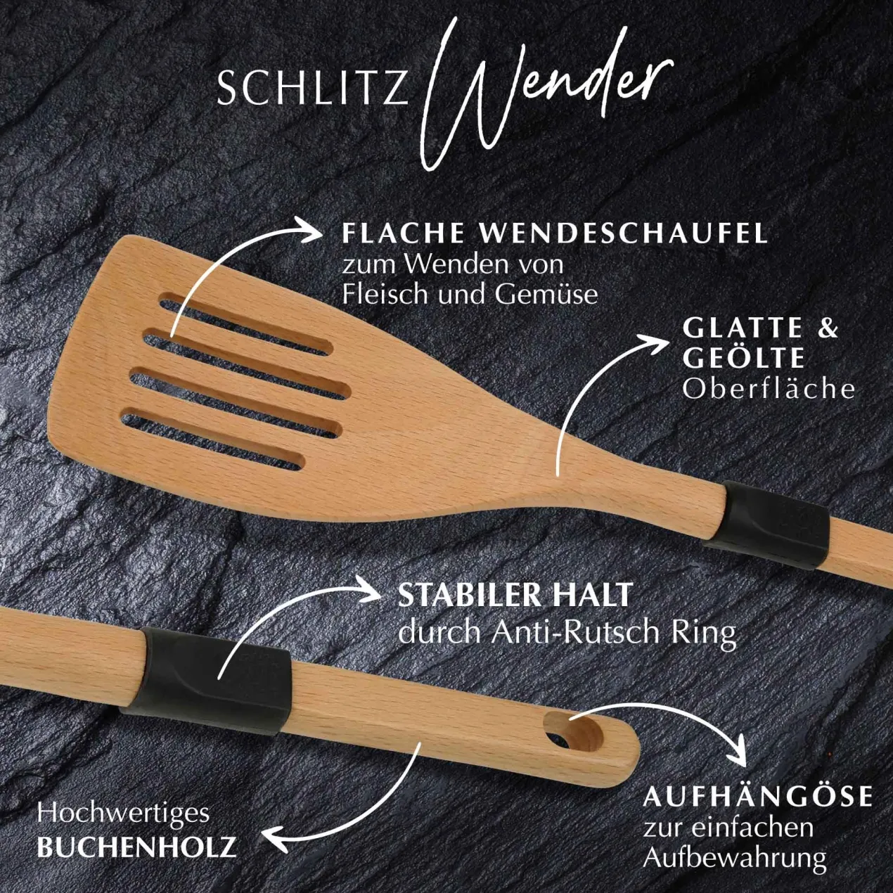 Pfannenwender mit Schlitzen, 31cm