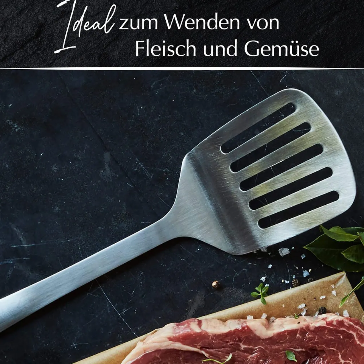 Pfannenwender mit Schlitzen Satin, 32cm, Edelstahl