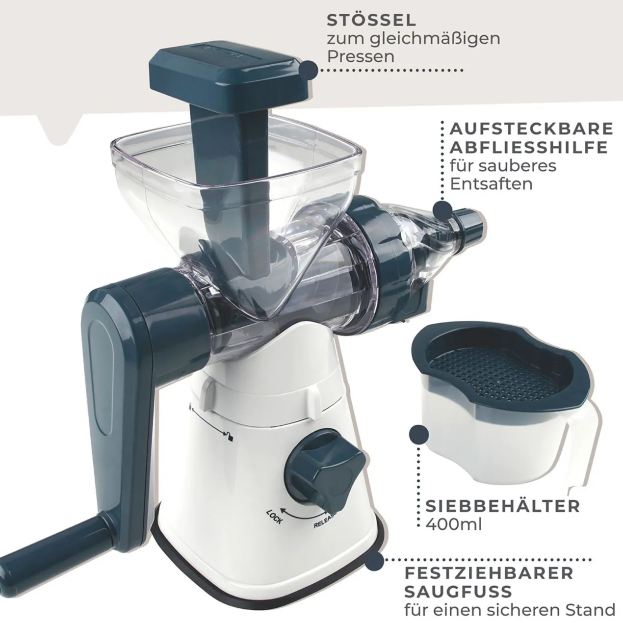 Saftpresse mit Behälter #easyprepare, manuell, 3-teilig