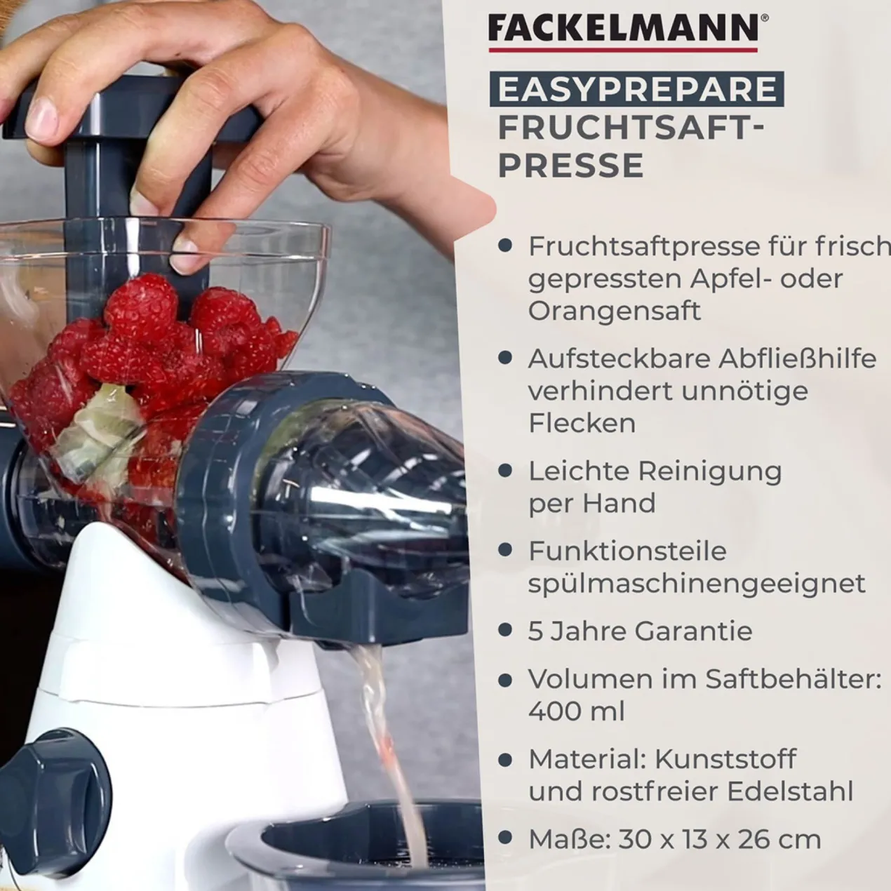 Saftpresse mit Behälter #easyprepare, manuell, 3-teilig
