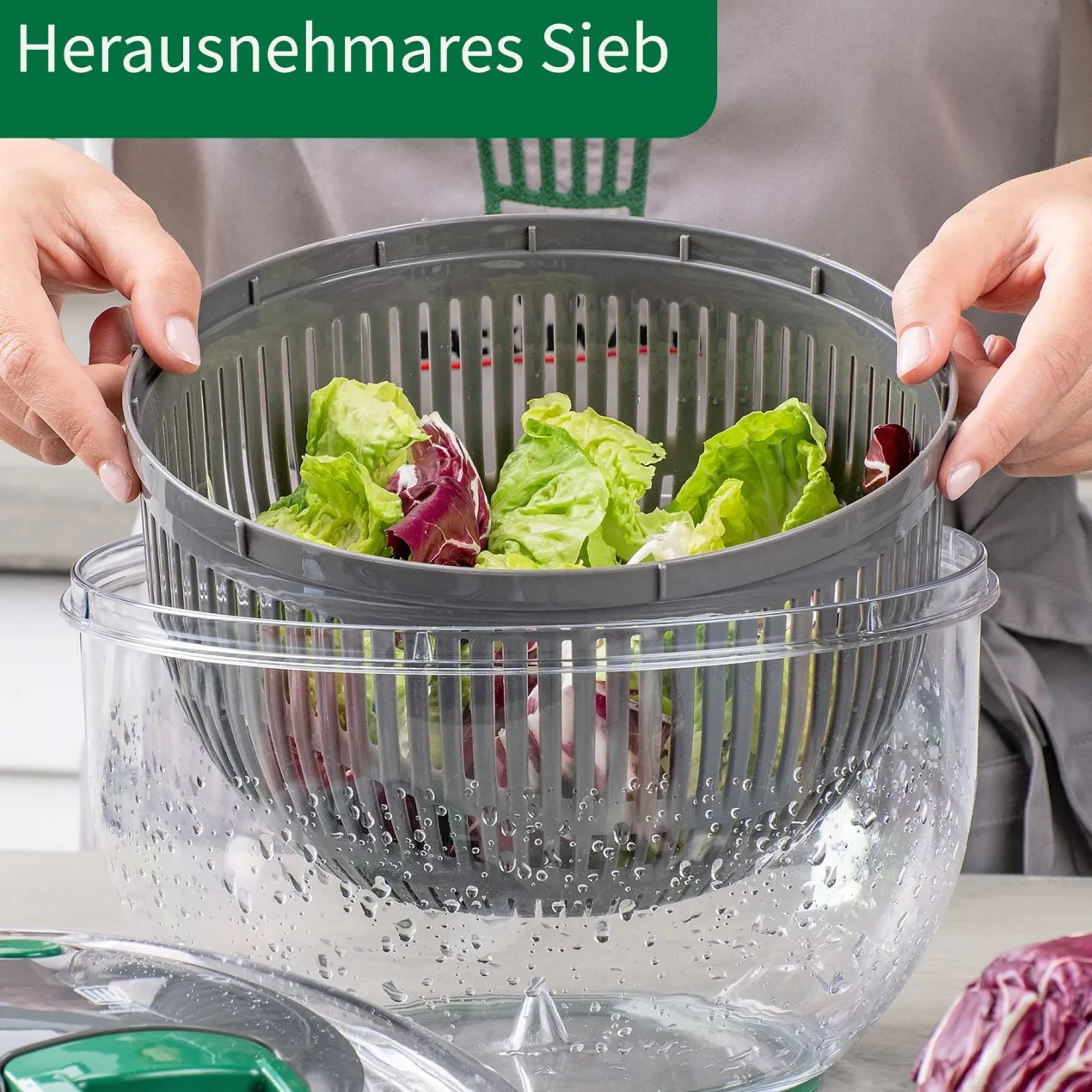 Salatschleuder mit Stopp-Taste